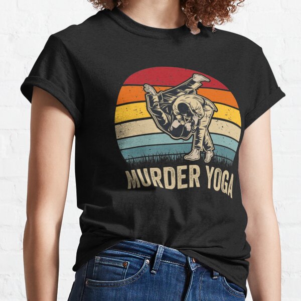 Artikel-Vorschau von Funny Jiu Jitsu MMA Vintage Retro Murder Yoga, designt und verkauft von Eat-Sleep-Rugby.