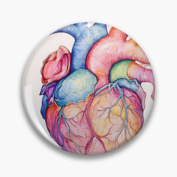 Item preview, A colorful heart illustration featuring intricate details of human anatomy against a plain background designed and sold by anytka.