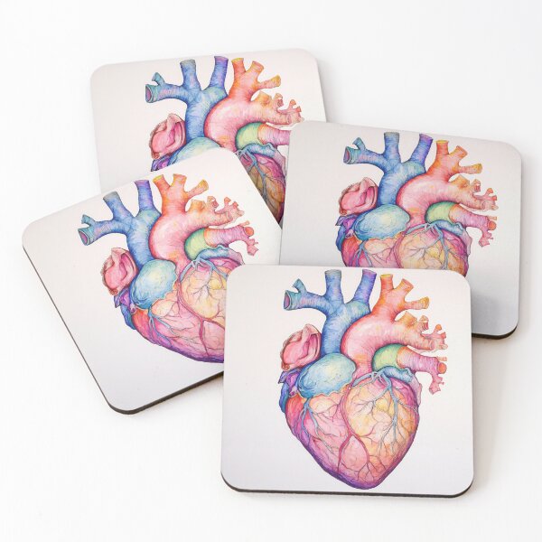 Item preview, A colorful heart illustration featuring intricate details of human anatomy against a plain background designed and sold by anytka.