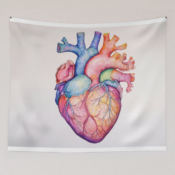 Item preview, A colorful heart illustration featuring intricate details of human anatomy against a plain background designed and sold by anytka.