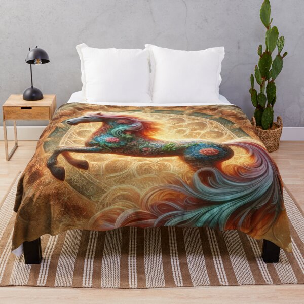 Item preview, Golden Rainbow Floral Horsey Sacred Mandala designed and sold by Fantasy Horseys.