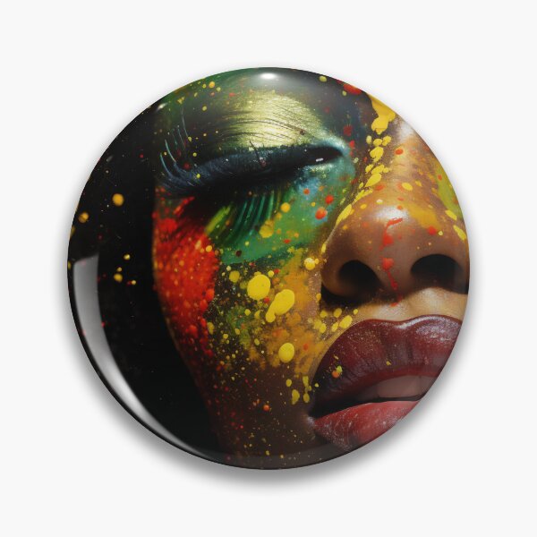 Item preview, Black woman macro portrait. African American History or Black History Month concept. Celebrated annually in February in the USA and Canada. Yellow, red, green colors designed and sold by anytka.