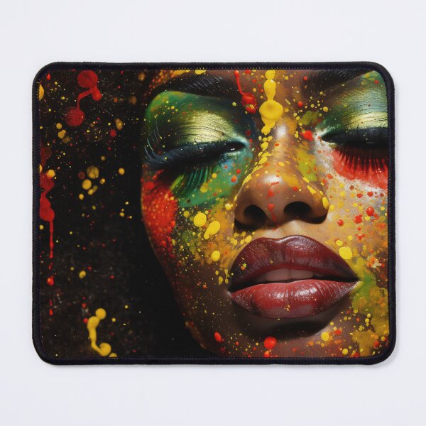 Item preview, Black woman macro portrait. African American History or Black History Month concept. Celebrated annually in February in the USA and Canada. Yellow, red, green colors designed and sold by anytka.