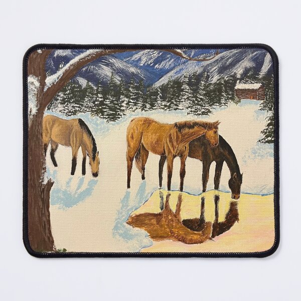 Item preview, Horses on a Mountain Winter Morning designed and sold by OldSoulArt.
