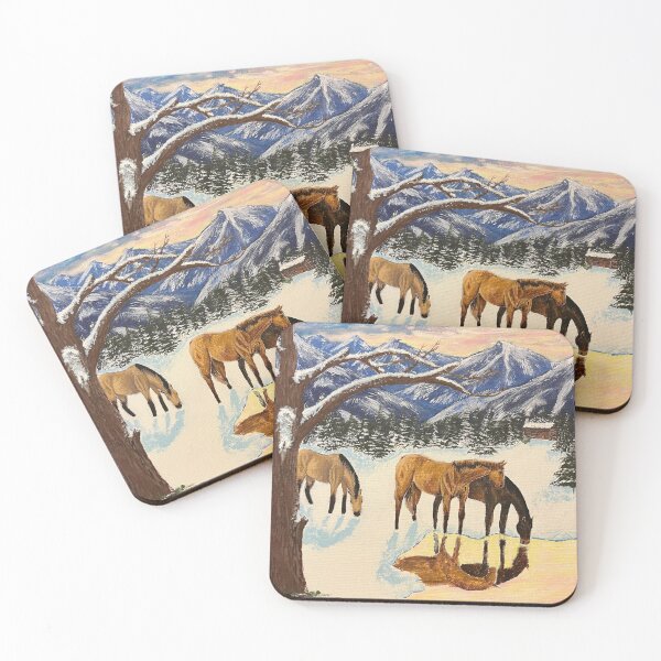 Item preview, Horses on a Mountain Winter Morning designed and sold by OldSoulArt.