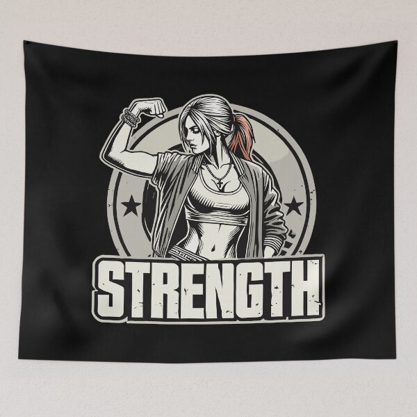Item preview, Strength strong woman tenses arm on gift designed and sold by Pineapple-Tree.