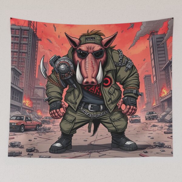 Item preview, Rebellious Wild Boar in the Sea of Flames designed and sold by RobDaHoody.