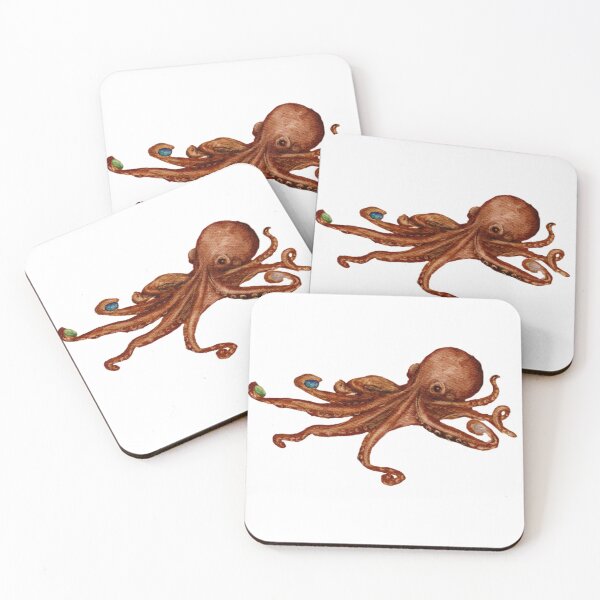Item preview, Cute Multitasking Baby Octopus Plays with Opal, Emerald, and Moonstone Toys designed and sold by Monica Laipple.