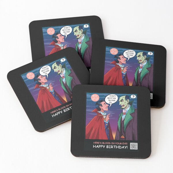 Item preview, Happy Birthday Card - Dracula Drinks From Franken Stein designed and sold by SwiftSlothMedia.