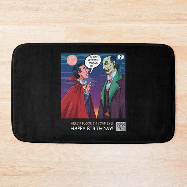 Item preview, Happy Birthday Card - Dracula Drinks From Franken Stein designed and sold by SwiftSlothMedia.