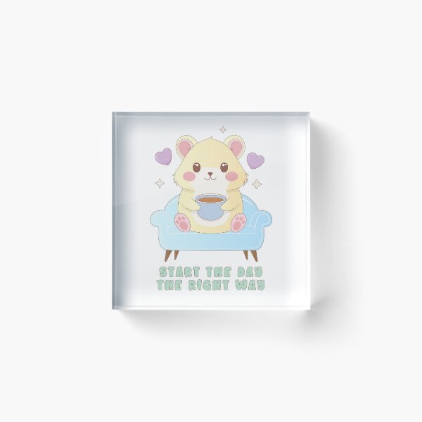 Cute Coffee Hamster | Start the Day Acrylic Block