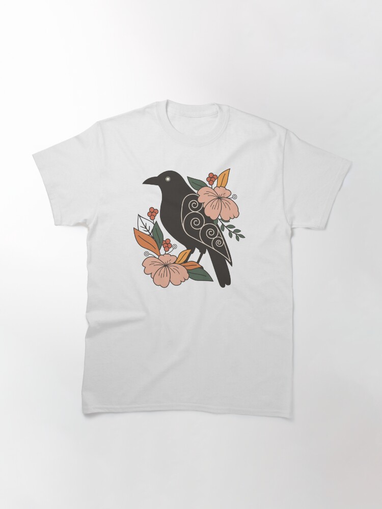 Thumbnail 3 of 7, Classic T-Shirt, Floral Crow Motif designed and sold by JOliverDesigns.