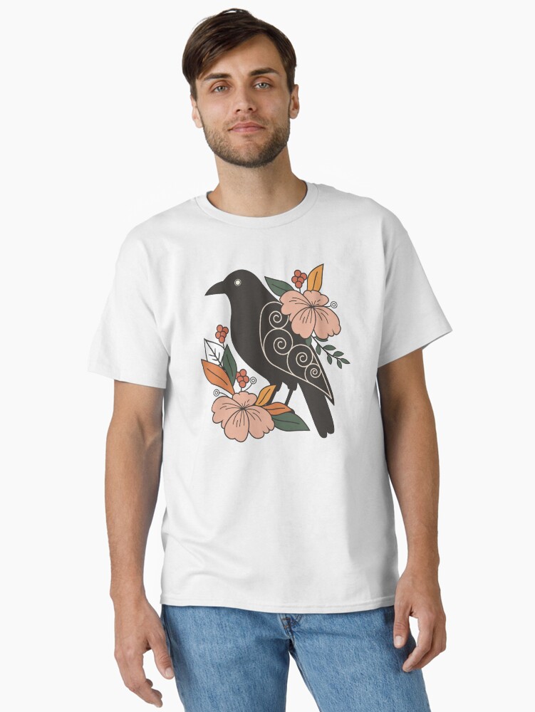 Thumbnail 1 of 7, Classic T-Shirt, Floral Crow Motif designed and sold by JOliverDesigns.
