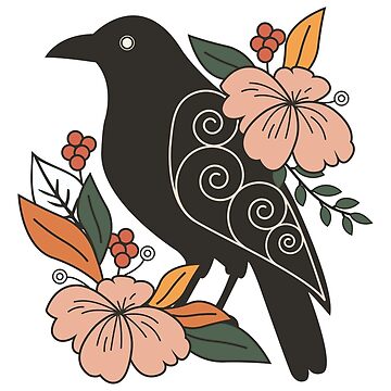 Artwork thumbnail, Floral Crow Motif by Cosy Fox