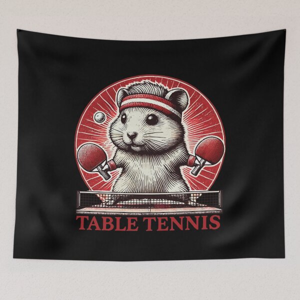Item preview, Hamster Retro Vintage Table Tennis Fan Design designed and sold by LuminOrb.