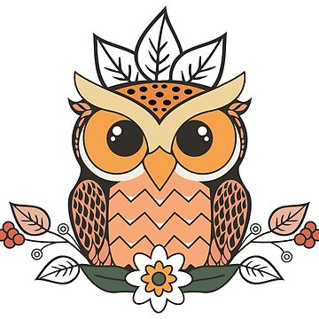 Artwork thumbnail, Floral Owl Motif by Cosy Fox