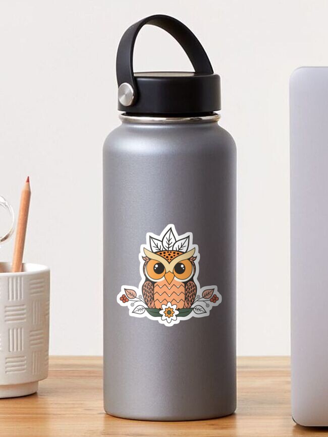 Thumbnail 1 of 3, Sticker, Floral Owl Motif designed and sold by JOliverDesigns.