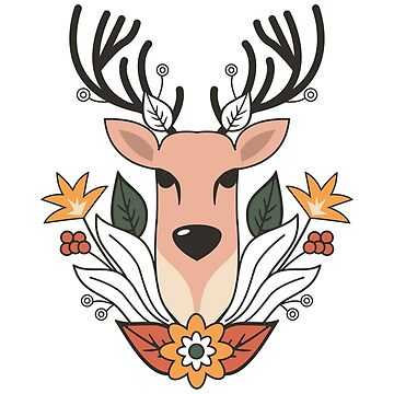 Artwork thumbnail, Floral Stag Motif by Cosy Fox