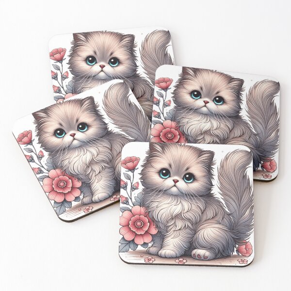 Item preview, Cute fluffy Persian kitten with flowers designed and sold by nicnacc.