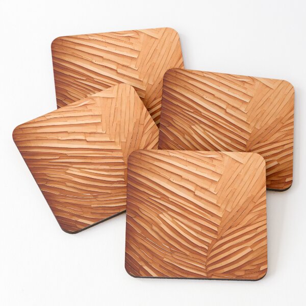 Item preview, Overlapping wooden planks or strips create a textured, layered pattern in warm brown tones designed and sold by homydesign.