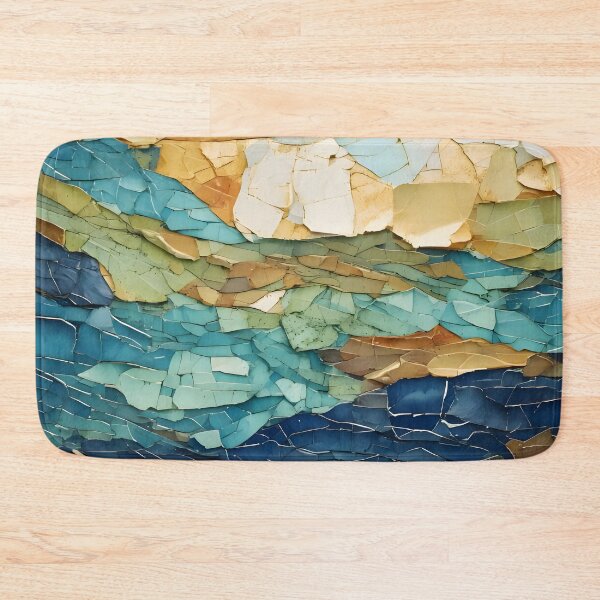 Item preview, Cracked paint layers in shades of blue, green, brown, and white create a textured, abstract, and weathered surface designed and sold by homydesign.