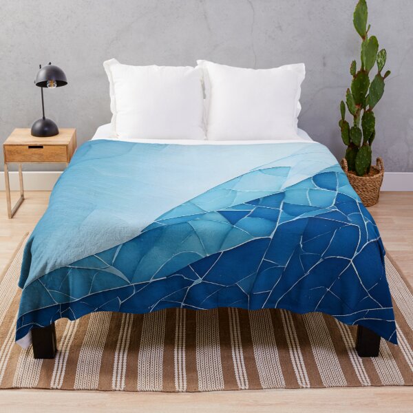 Item preview, Abstract depiction of waves or ice with fractured, geometric patterns in shades of blue and white designed and sold by homydesign.