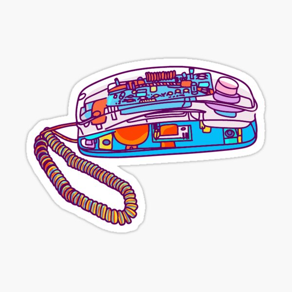 Vista previa del artículo con la obra «Teléfono retro transparente: nostalgia de los años 90», diseñado y vendido por cherdrawsthings.