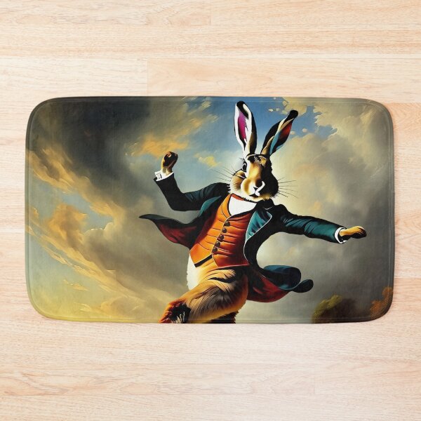 Item preview, Vintage Animal Art: Ecstatic Hare Gentleman Jumping | Animal Art | Oil Painting | Vintage Animal Art designed and sold by UnhingedBird.
