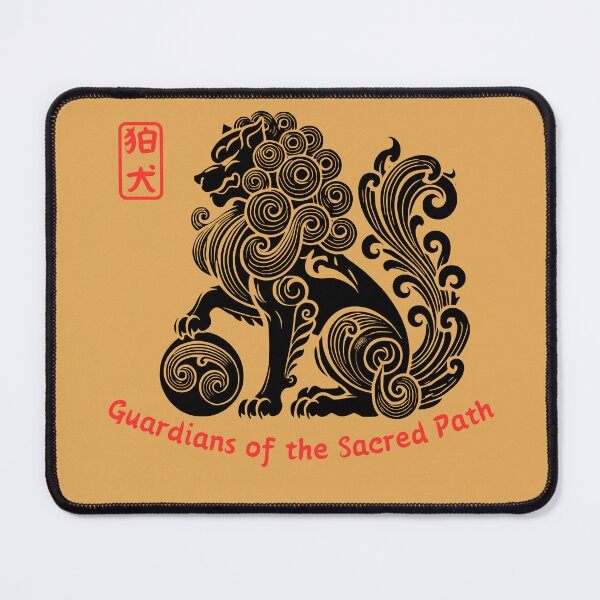 Item preview, Japanese Komainu Guardian Dog Line Art with Sacred Path designed and sold by Tommy Studio.