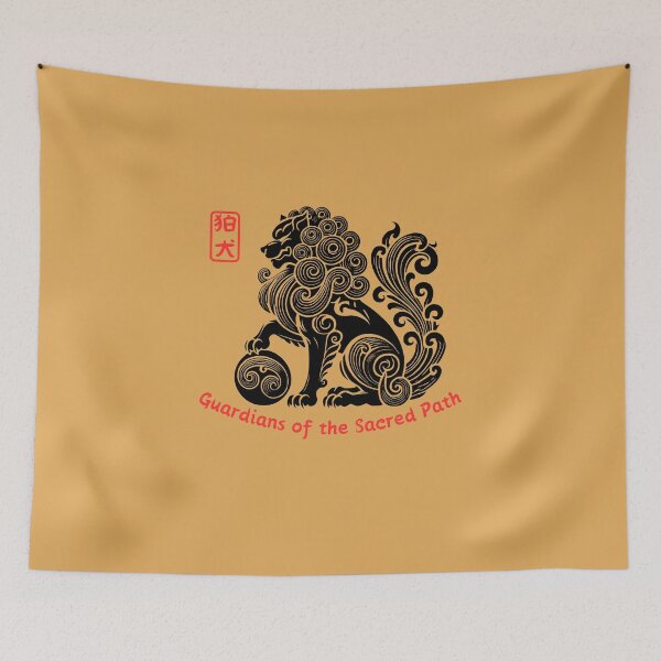 Item preview, Japanese Komainu Guardian Dog Line Art with Sacred Path designed and sold by Tommy Studio.