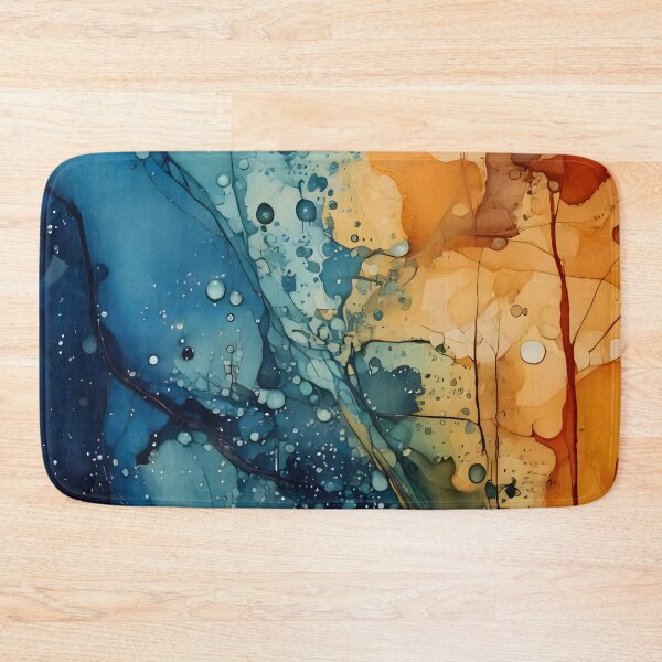 Item preview, Abstract artwork with splatters, lines, and blended colors of blue, brown, and beige. Fluid and dynamic designed and sold by homydesign.