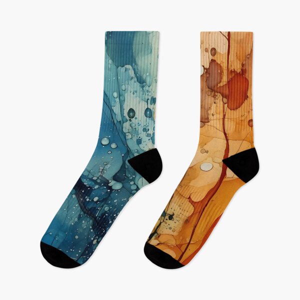 Item preview, Abstract artwork with splatters, lines, and blended colors of blue, brown, and beige. Fluid and dynamic designed and sold by homydesign.