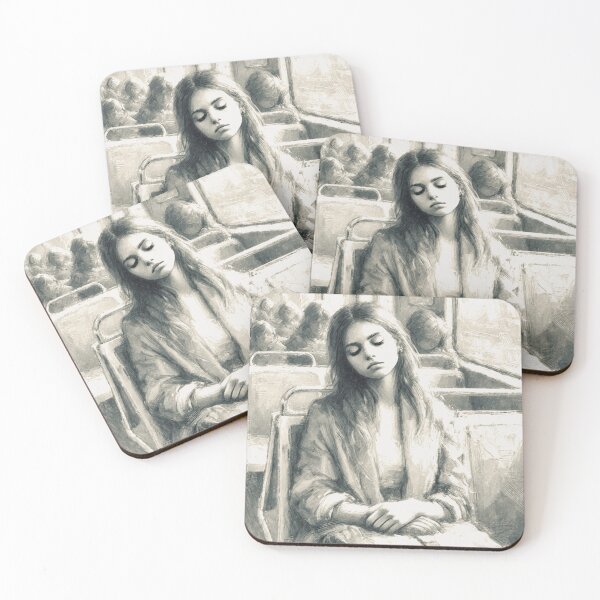 Item preview, The young woman sleeping on a tram designed and sold by Drawings Project.