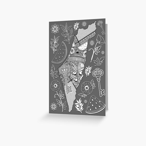 Palestine Map Decorative Elements Pattern Greeting Card