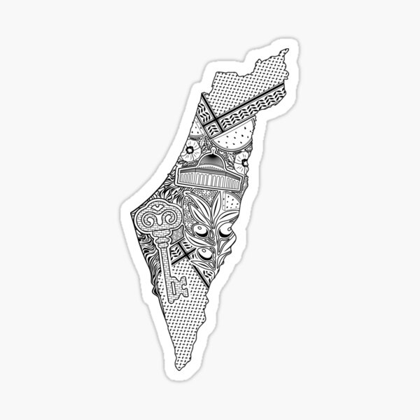 Palestine Map Decorative Elements Pattern Sticker