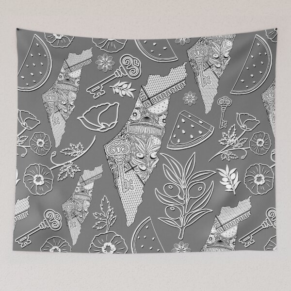 Item preview, Palestine Map Decorative Elements Pattern designed and sold by BluedarkArt.