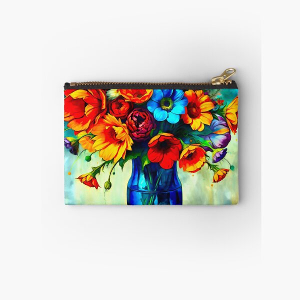 Item preview, Ramo surrealista de flores en un jarrón de cristal azul - colores vibrantes designed and sold by Mark Fischer.