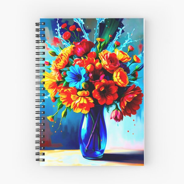Item preview, Ramo surrealista de flores en un jarrón de cristal azul - colores vibrantes designed and sold by Mark Fischer.