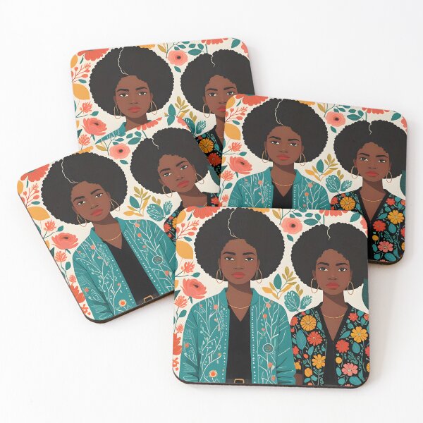 Item preview, Two individuals with blurred faces stand against a vibrant floral background, wearing colorful, patterned clothing designed and sold by homydesign.