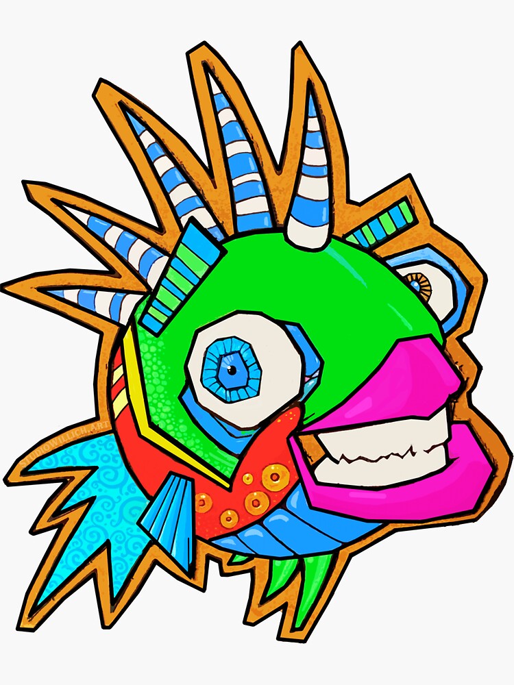 Thumbnail 3 of 3, Sticker, Fishie says "Cheese" designed and sold by jillwilli.