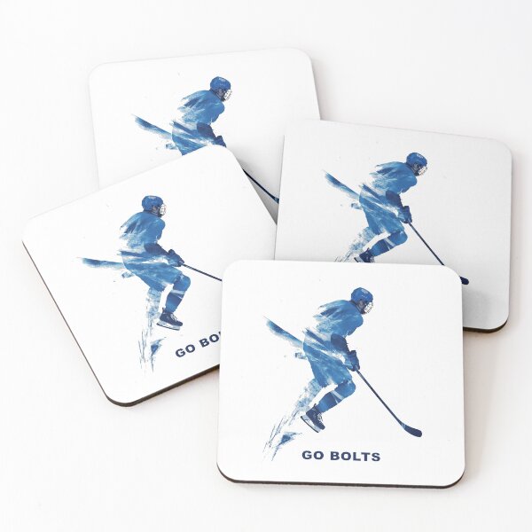 Item preview, “Go Bolts” - Dynamic Ice Hockey Player in Bold Blue Design designed and sold by Retro Travel Design.