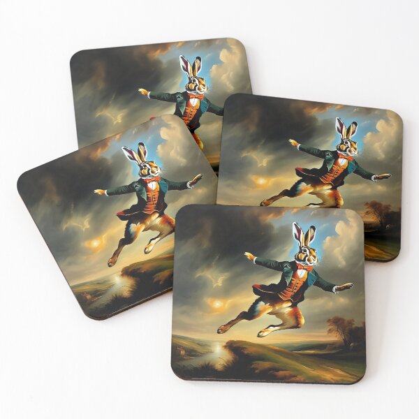 Item preview, Vintage Animal Art: Magical Hare Gentleman Flying | Animal Art | Oil Painting | Vintage Fantasy Art designed and sold by UnhingedBird.