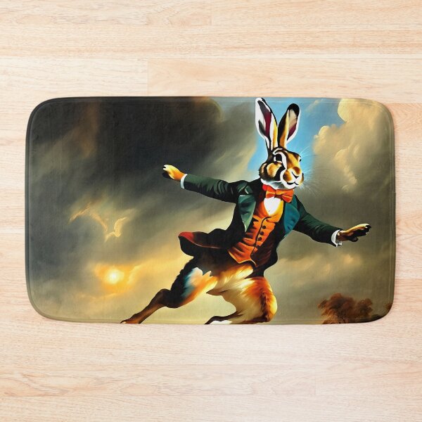 Item preview, Vintage Animal Art: Magical Hare Gentleman Flying | Animal Art | Oil Painting | Vintage Fantasy Art designed and sold by UnhingedBird.