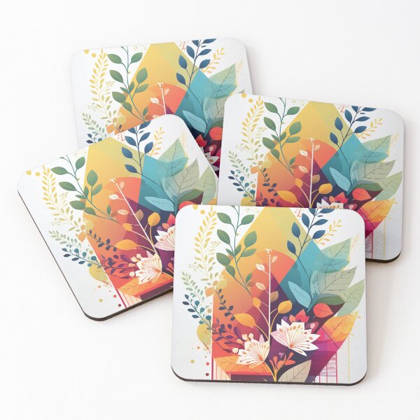 Item preview, Abstract floral design with vibrant colors and geometric shapes designed and sold by homydesign.