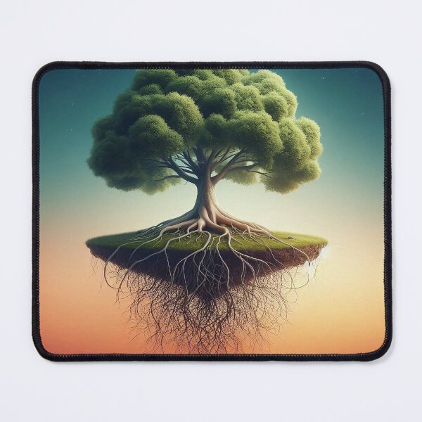 Item preview, A serene floating island with a lone tree under a starry sky designed and sold by homydesign.