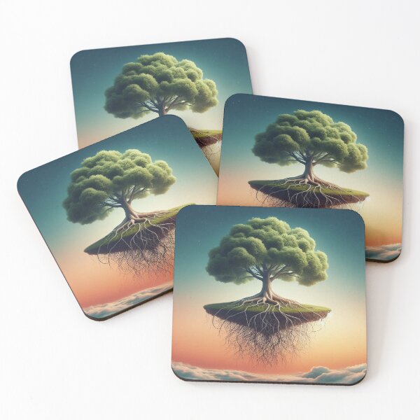 Item preview, A serene floating island with a lone tree under a starry sky designed and sold by homydesign.