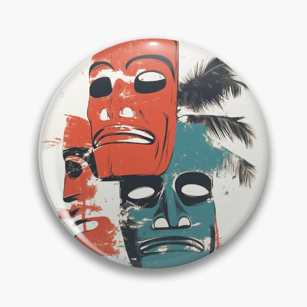 Item preview, Vibrant Tiki Masks with Textured Artistic Design designed and sold by Retro Travel Design.