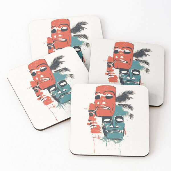 Item preview, Vibrant Tiki Masks with Textured Artistic Design designed and sold by Retro Travel Design.