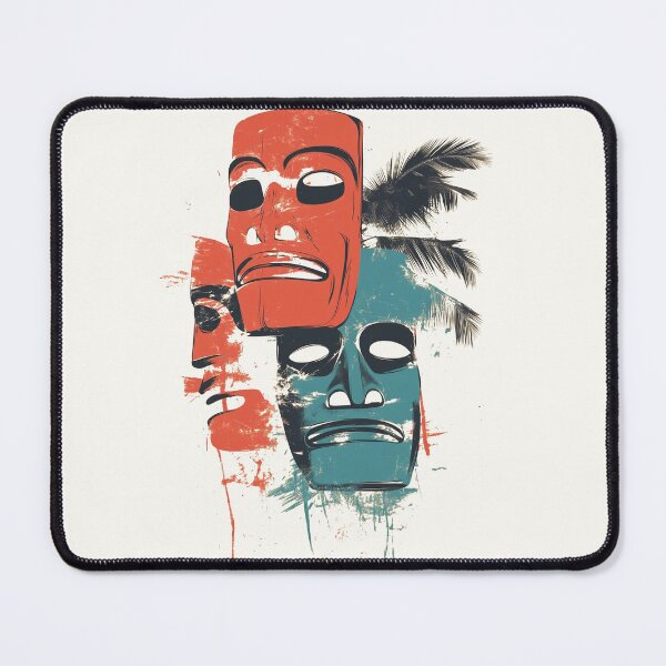 Item preview, Vibrant Tiki Masks with Textured Artistic Design designed and sold by Retro Travel Design.