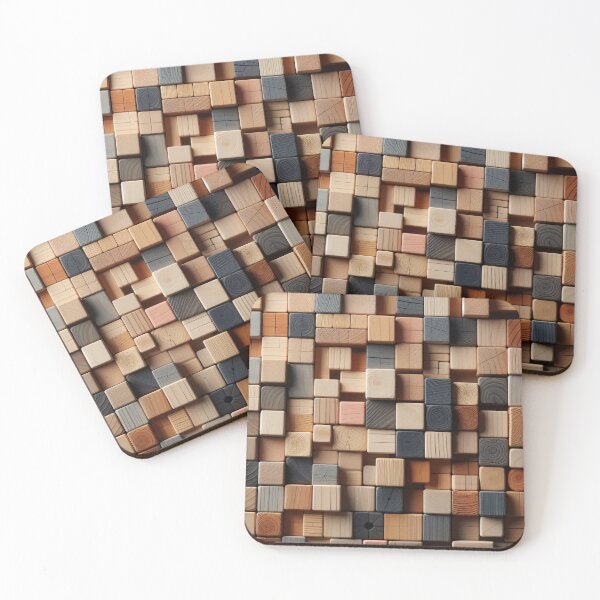 Item preview, Abstract wooden blocks cast intricate shadows in sunlight designed and sold by homydesign.